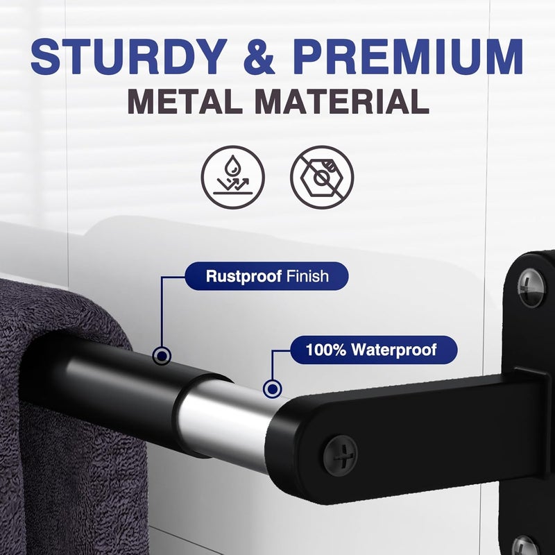 Powools Towel Rack for Bathroom - 24" Rustproof Towel Holder, Sturdy Towel Bar Wall Mounted, Space-Saving Towel Hanger, Bathroom Accessories, Home Decor, Apparment Essentials, Black - Image 2